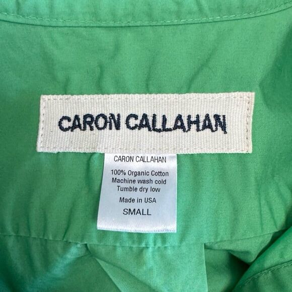 Caron Callahan Green Button Up Tie Cotton Midi Dress Size Small - Picture 4 of 4